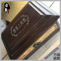 Qingming Shanghe picture urn Wood made of ancient patterns funeral supplies carved high-grade urns