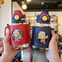 Ottman Water Glasses Childrens Straw Cups Boys School Special Plastic Anti-Fall Kindergarten Summer Baby Kettle