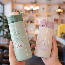 Student water glass female junior high school raw heat insulation cup children 304 stainless steel food grade portable cute cup straight drink