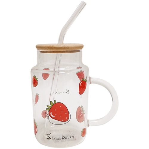 Стакан с высокой стоимостью фруктовых стаканов соломой с деревянной крышкой