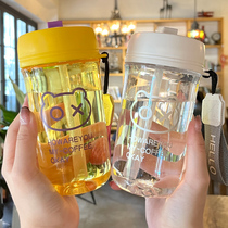 Children cute water glasses Summer high face value net Red girls straws cups portable plastic briefs accompanying coffee mugshots