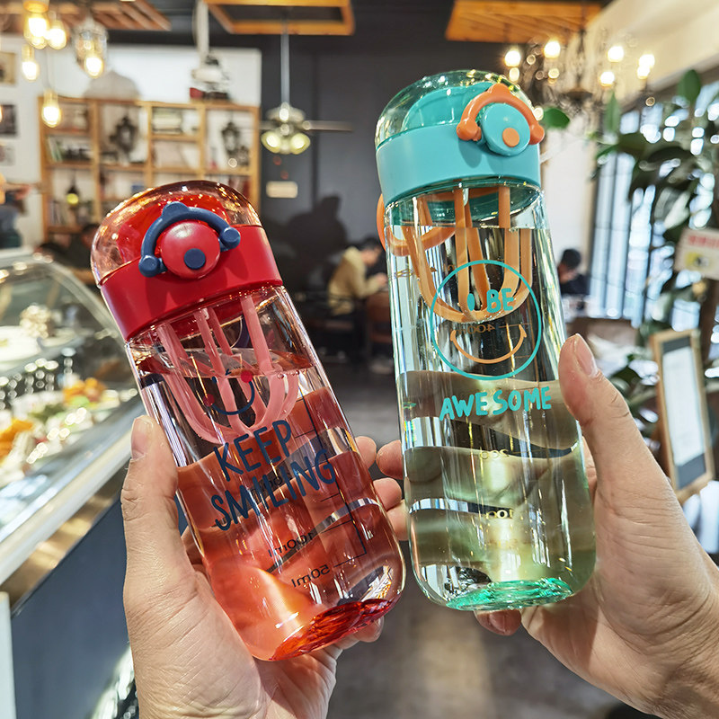 Plastic cup female with strainer tea with hand mug male and female student Sport water glass large capacity minimalist anti-fall portable