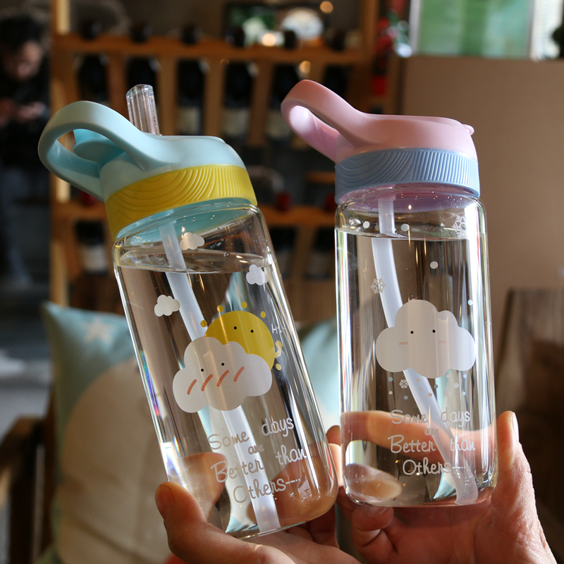 Creative Adult Straw Glass Cup Cute Male Schoolgirl Little Fresher Hand Cup Brief for children drinking water glasses