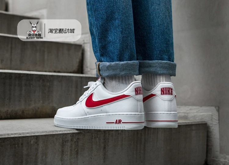 Nike Nike Air Force 1 AF1 Air Force số 1 Trắng xanh Trắng Đỏ Đen Móc đôi giày đôi AO2423 - Dép / giày thường