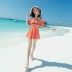Thời trang cặp đôi đồ bơi mới một mảnh kiểu váy phẳng góc bụng giảm béo đồ bơi nữ đẹp trai thoải mái quần đi biển - Vài đồ bơi 	đồ đôi đi biển cho mẹ và bé trai Vài đồ bơi