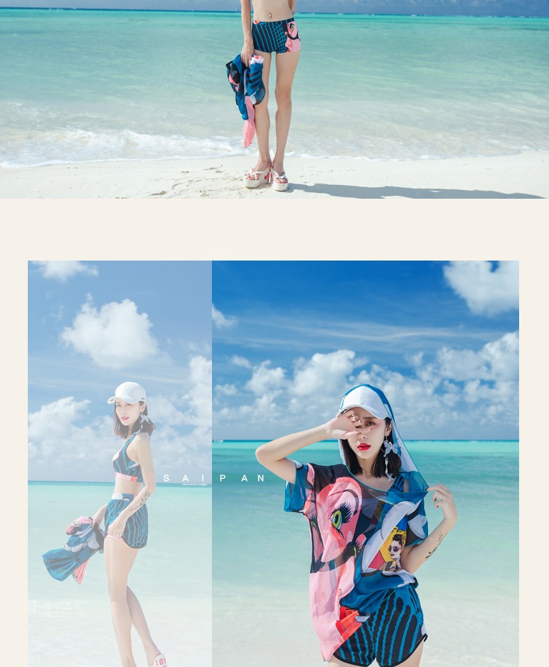 Sexy chia bikini bốn mảnh mới đồ bơi gió nữ ngực nhỏ thu thập spa bikinii áo tắm - Bikinis bộ đồ tắm biển nữ