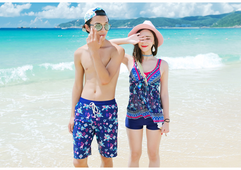 Chia nhỏ cơ thể thon gọn che bụng tấm thép tập hợp ngực nhỏ kích thước lớn áo tắm cặp đôi đồ bơi nữ quần đi biển nam 	đồ đôi đi biển big size