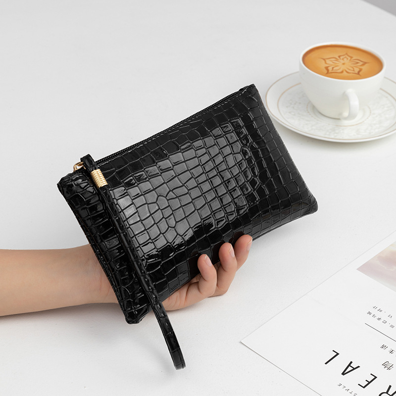 New Style Women's European and American Clutch Bag, Large Capacity Crocodile Pattern Wallet, Multi-Functional Big-Name Handbag, Zipper Coin Purse, Trendy New Style Women's European and American Clutch Bag, Large Capacity Crocodile Pattern Wallet, Multi-Functional Big-Name Handbag, Zipper Coin Purse, Trendy