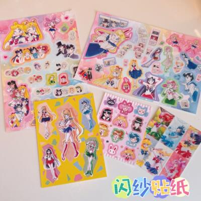 Sailor Moon Flash sand stickers, planner, Guka stickers, stationery, mobile phone self-sticker, computer decoration, Naoko Takeuchi