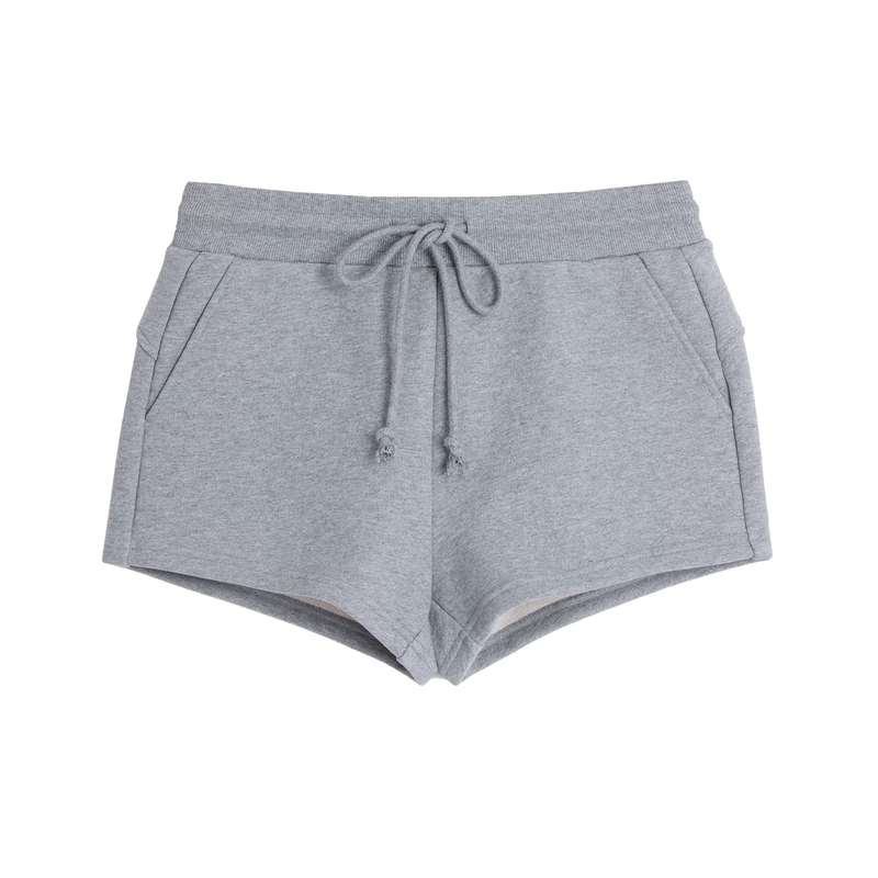 Alright~ Correct Version Four-Color 100% Cotton Elastic Drawstring Mid-Low Waist Split Hip-Lifting Ultra-Short Sweatpants Shorts