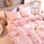 Net đỏ hồng lợn lợn Peggy flamingo nhung bed quilt quilt cover san hô nhung dày bốn mảnh ấm áp bộ chăn ga gối đẹp