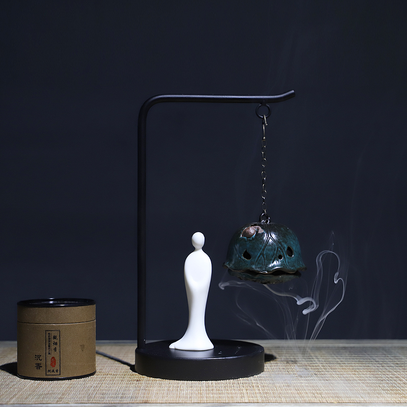 New Chinese Ceramic Incense Stove Back-back Incense Zen-style Pendulum Pieces Tea Room Clubhouse Decorations flow Smoke Line Incense Incense
