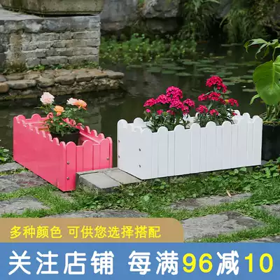 Anti-corrosion wood flower box carbonized solid wood flowerpot indoor courtyard landscape rectangular outdoor balcony planting box color