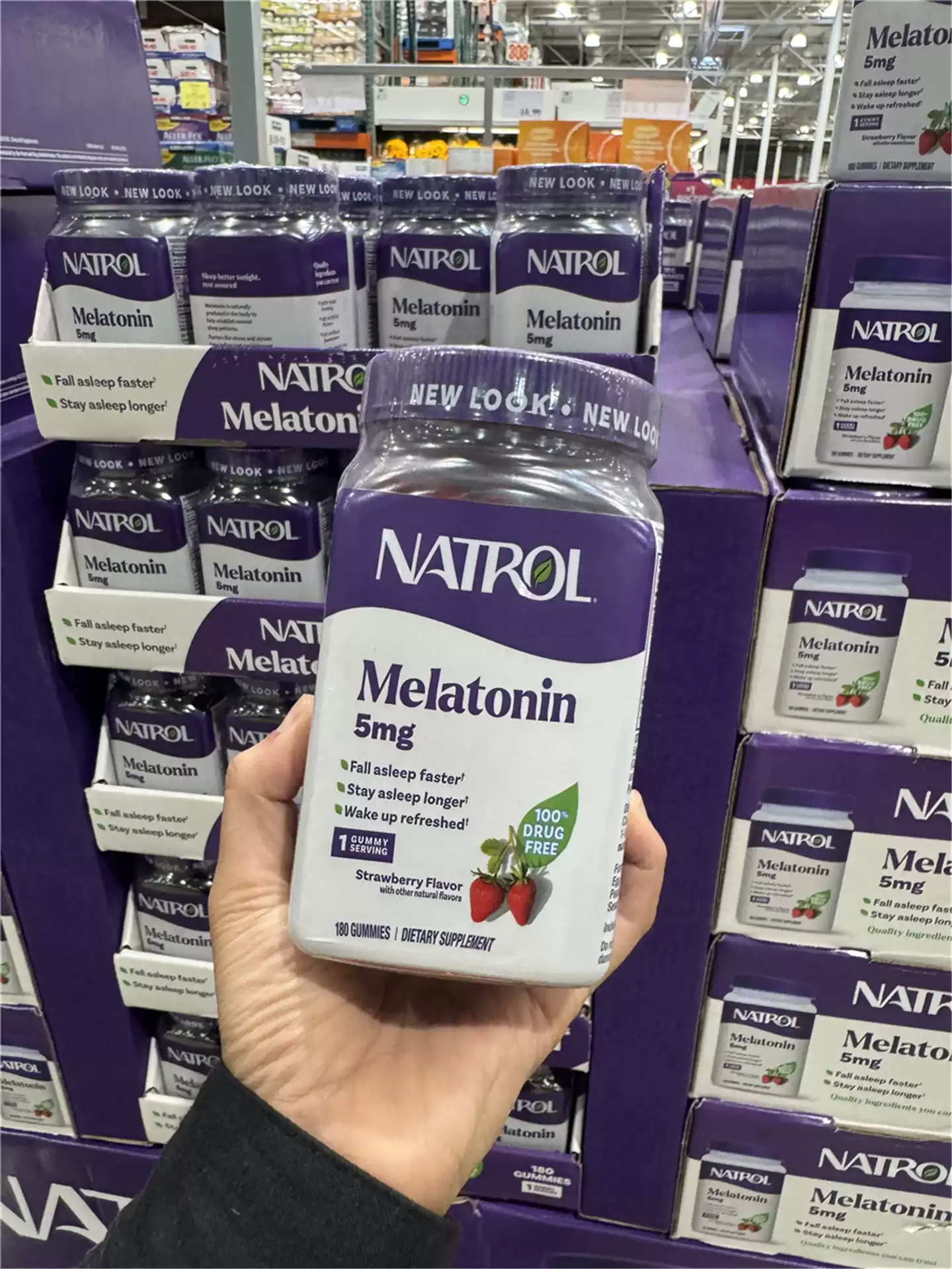 NATROL褪黑素助眠软糖美国直购倒时差成人适用草莓味180粒