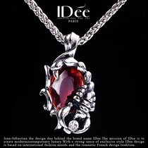 French IDee Scorpion necklace Male tide hip Hop creative pendant Scorpio personality pendant Ruby silver jewelry