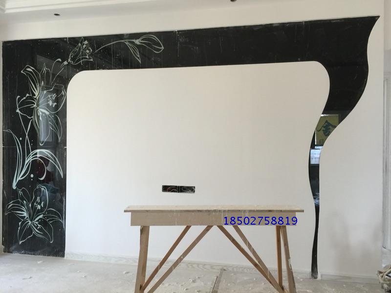 Custom painted glass desktop TV restaurant background wall art glass black red white illustration lilies