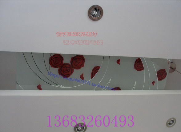Custom art glass corridor living room ceiling ceiling lamp cover Generous line painted red rose