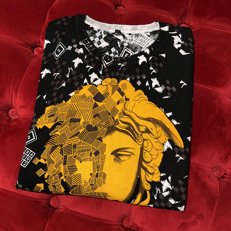 Áo len mỏng nam Medusa Áo len cổ tròn của Vasa Áo len đứng châu Âu chất lượng cá tính T triều nam sweater nam