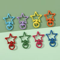 52# Случайно смешанные цвета | Брелок сплав+железо, окрашенный баллончиком пятиконечная звезда 24х33мм 5 шт.