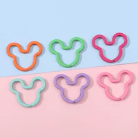 18# случайное смешивание цветов | Железная плоская проволока, окрашенная распылением, круг Микки 32х39мм, толщина около 3,5 мм, 5 шт.