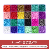 3#24 Grid Box | 24 цветовых стеклянных рисовых бусин 2 мм сетки с сетью.