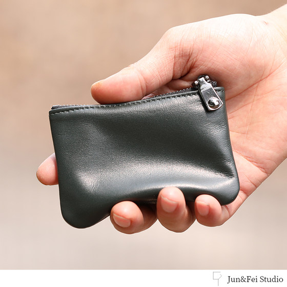 xmyb sheepskin zipper coin key bag genuine leather men's short small wallet mini coin clutch for women