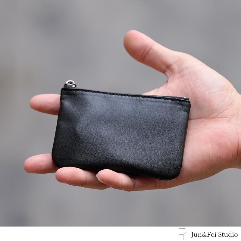 Xmyb Simple Soft Sheepskin Coin and Key Holder for Women Mini Genuine Leather Short Zipper Wallet Small Purse