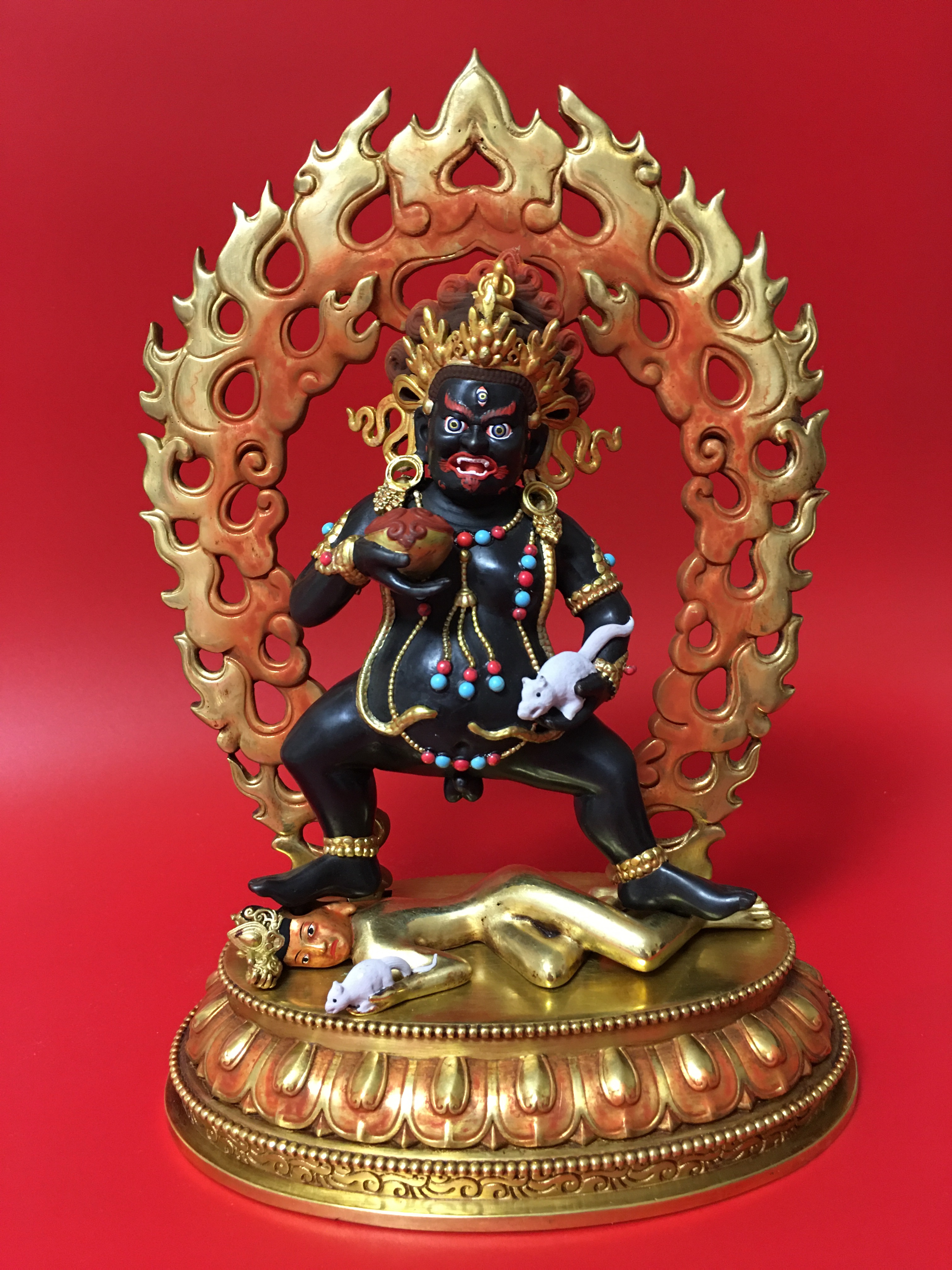 Black chaetian god like Tibet Nepalese craftsmanship 5-way chaetian god big black sky chaetian god five surnamed chaetian king Buddha statue