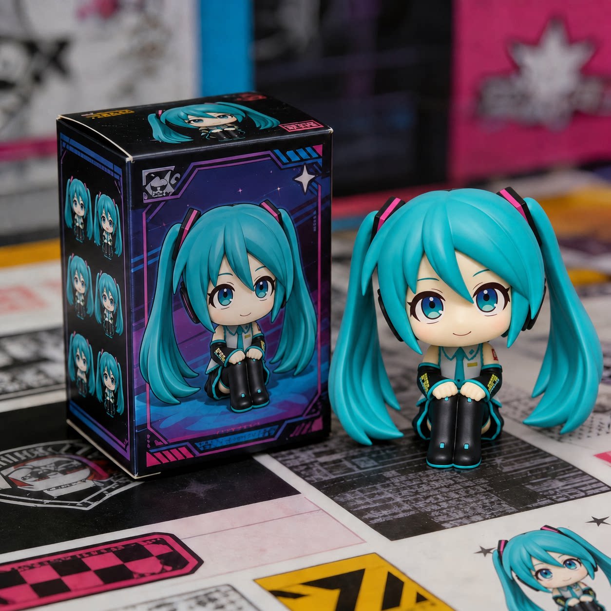 Super Cute Hatsune Miku Figure Q-Version Hatsune Doll Anime Peripheral Toy Model Cute Desktop Ornament Gift