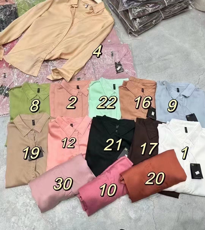 K-Style of 1995 Nvv Spring and Autum Clean Version Lapel Open Button Versatile Fashionable Tencel Professional Long-Sleeved Shirt