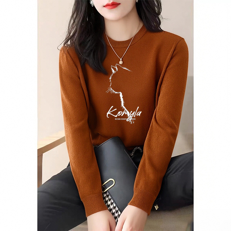 Caramel-Colored Loose Round-Neck Sweater for Women, 2025 Autumn and Winter New Style Pullover Outerwear Knit Top for Plus-Size Women Caramel-Colored Loose Round-Neck Sweater for Women, 2025 Autumn and Winter New Style Pullover Outerwear Knit Top for Plus-Size Women