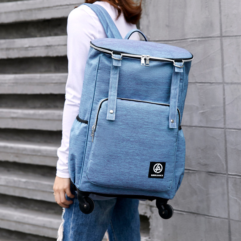 Trolley backpack Shoulder travel bag Multi-function universal wheel travel bag Ultra-light portable folding business travel backpack