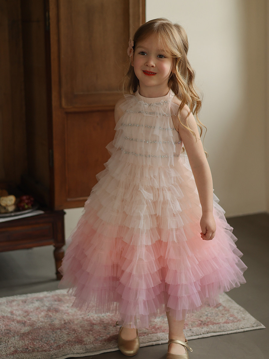 Girls Niche Elegant Pompous Skirt Dress Baby Summer Western Style Princess Dress Children's Birthday Dress Fashion
