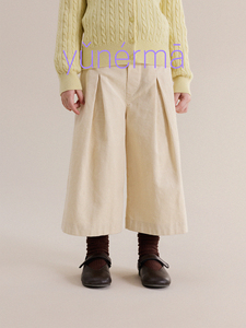 Yunerma Girls' Autumn Versatile Corduroy 8/10 Length Wide-Leg Pants, Baby Pure Cotton Casual Pants, Children's Spring an
