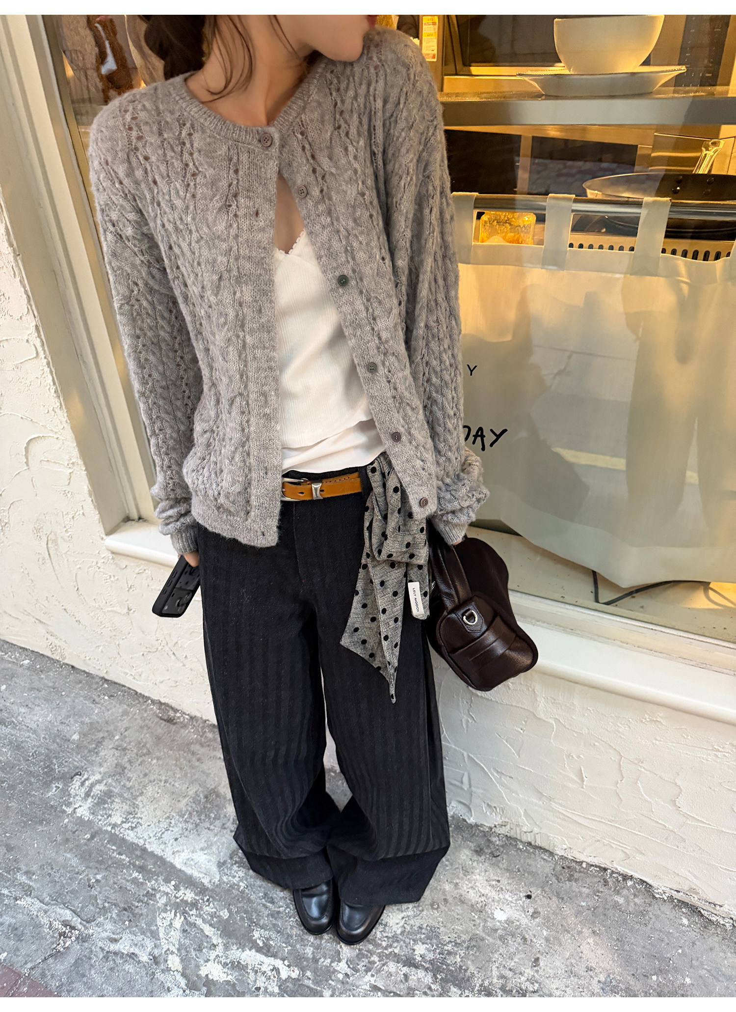 LelyMooch оригинальный дизайн винтажные черно-серые полосатые прямые широкие брюки женские свободные универсальные джинсы