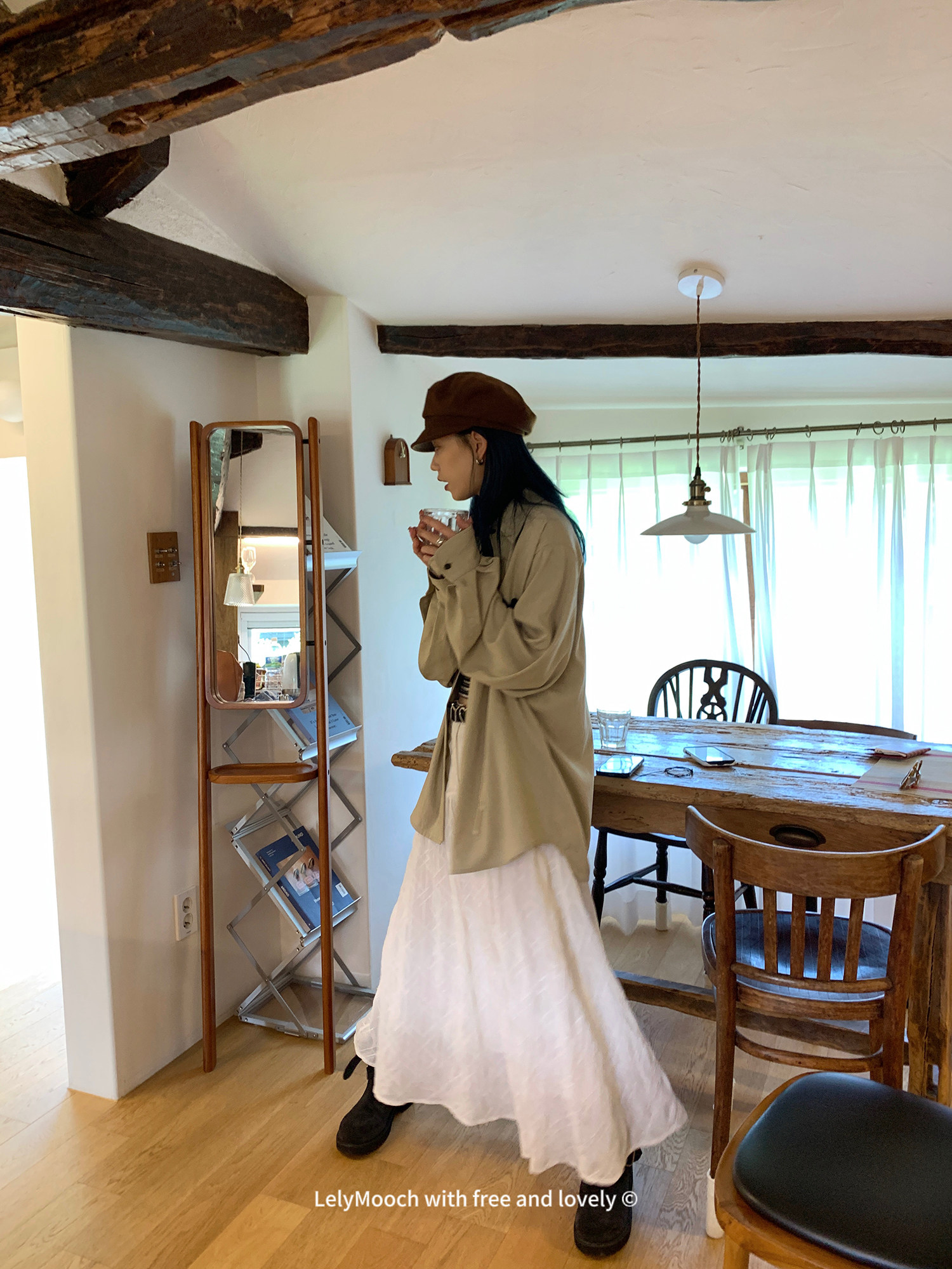 LelyMooch chao好搭 объемная клетчатая белая юбка с вырезным узором средней длины дизайнерская полуюбка