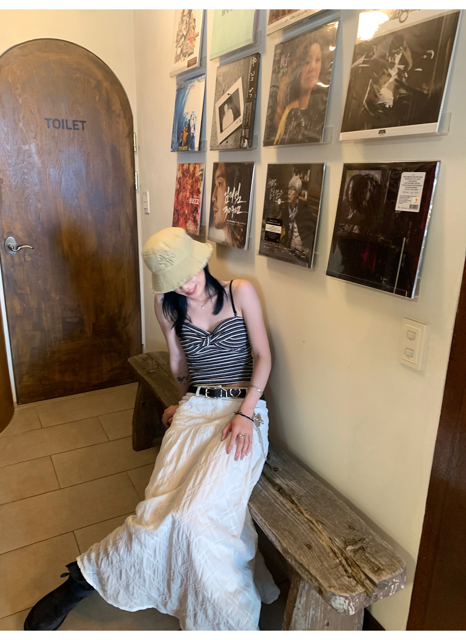 LelyMooch chao好搭 объемная клетчатая белая юбка с вырезным узором средней длины дизайнерская полуюбка