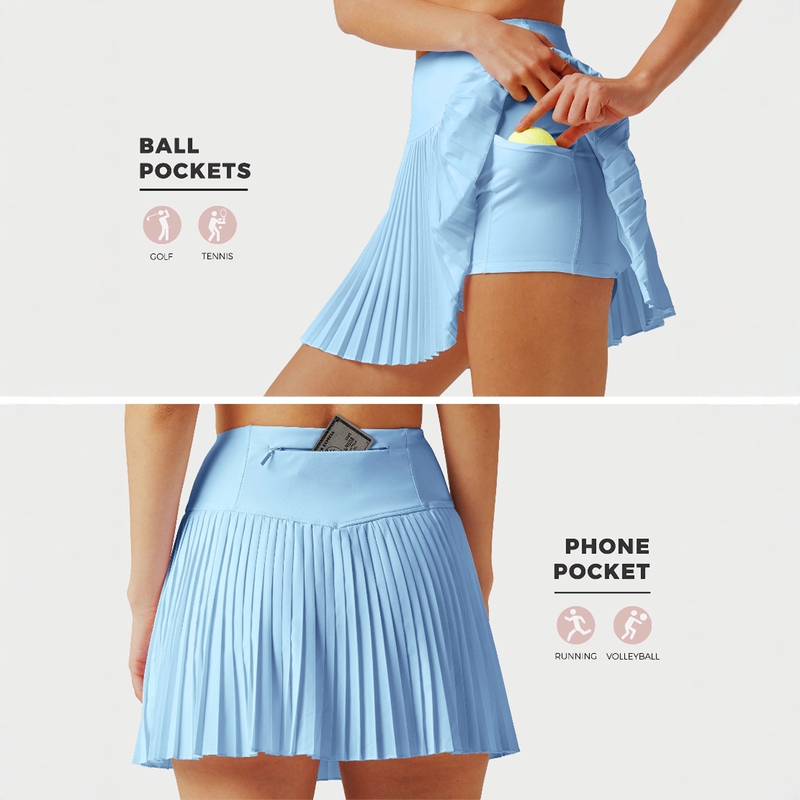 Professional High-Intensity Running Skirt with Non-Slip Strips, Large Phone Pocket, Women's Pleated Tennis Skirt, Lightweight Sports Golf Skirt