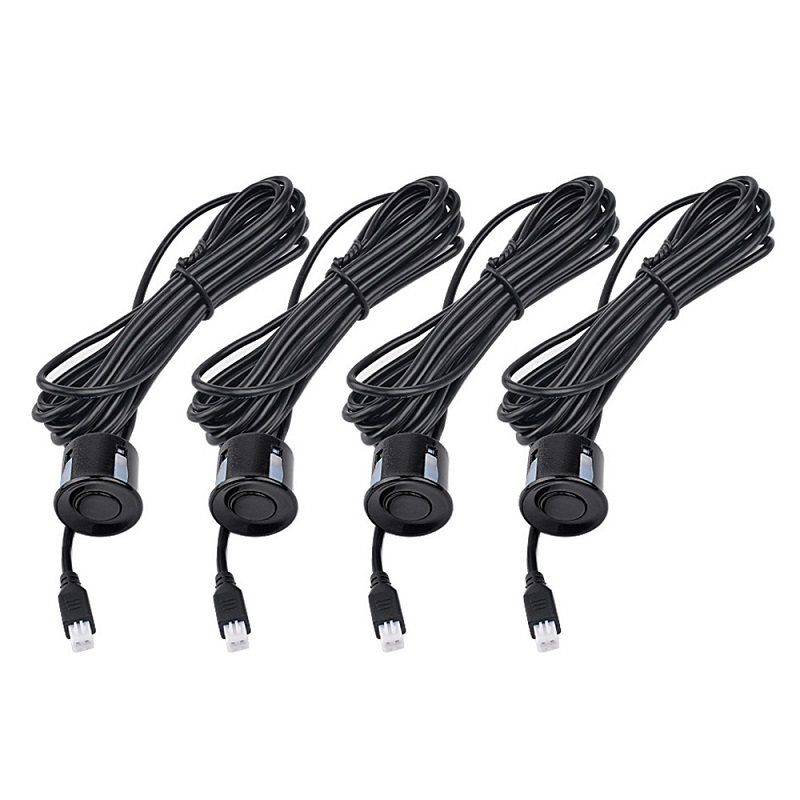 Car Reversing Radar with 4 Sensors, Dual-Core Crescent Screen, Buzzer Sound/Human Voice Distance Reporting, Universal Parking Model