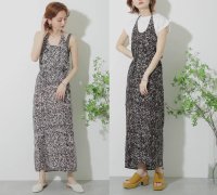 Cool and smooth~Japan U~Fashionable Tencel floral suspender skirt women's mid-length sleeveless dress new for summer
