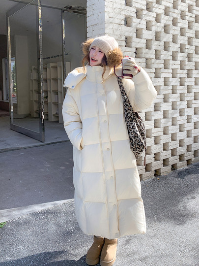 Cloud Puff Long Down Jacket Women's 2025 Winter New Korean Style Hooded Warm Thickened Bread Jacket