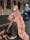 Blue hooded long warm down jacket for women winter 2025 new style non-bloated thickened bread coat warm jacket