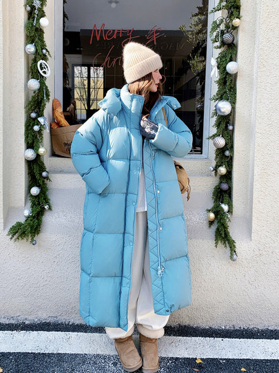 Cloud Puff Long Down Jacket Women's 2025 Winter New Korean Style Hooded Warm Thickened Bread Jacket