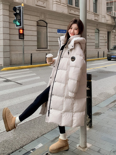 Off-white knee-length down jacket for women 2025 winter new style this year's popular high-end 90 white duck down jacket