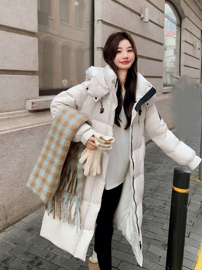 Off-white knee-length down jacket for women 2025 winter new style this year's popular high-end 90 white duck down jacket