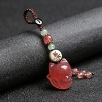 Natural strawberry key chain pendant female Fox boudoir best friend car keychain mobile phone chain pendant