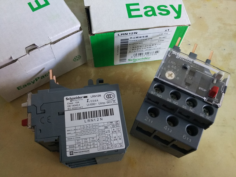 Original installation Schneider thermal overload relay LRN12N in place LRE12N LRE12N 5 5-8A