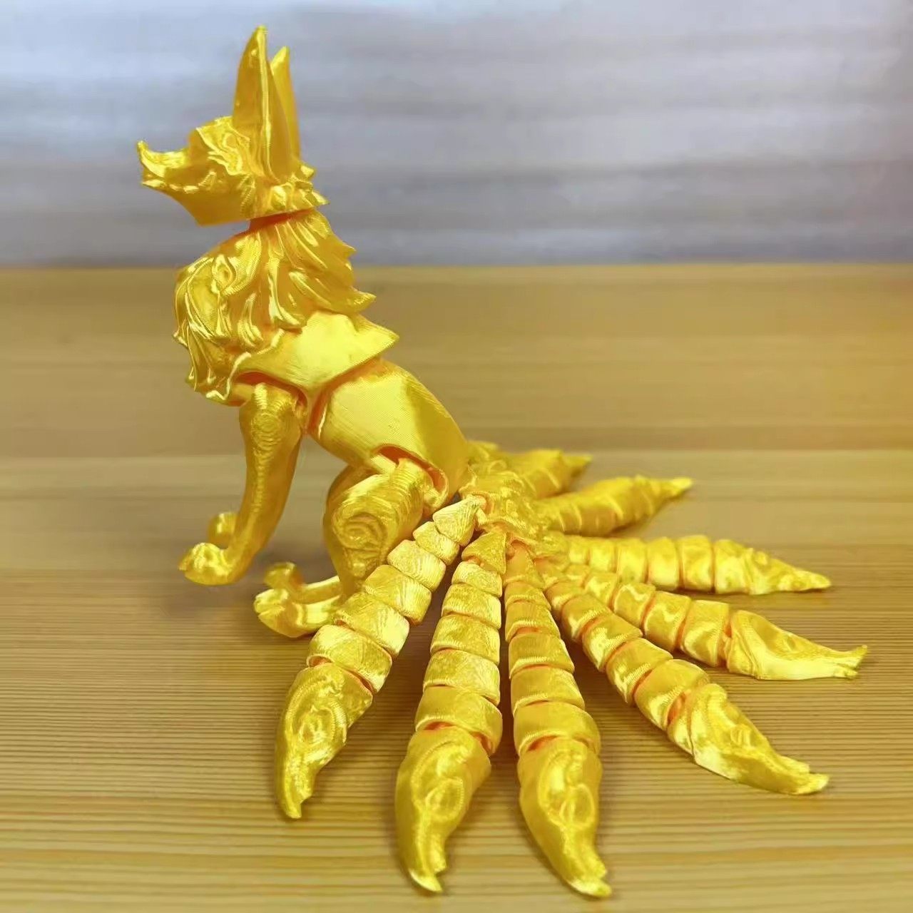 3D打印九尾狐玩具摆件狐狸动物卧室书房玩偶可活动手办