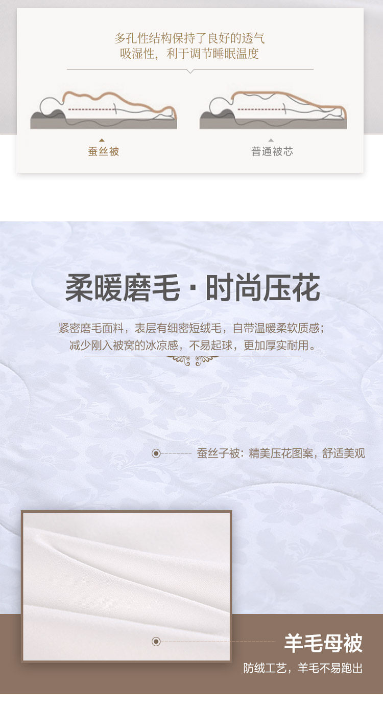 富安娜 蚕丝+羊毛 二合一子母被 四季通用 图12