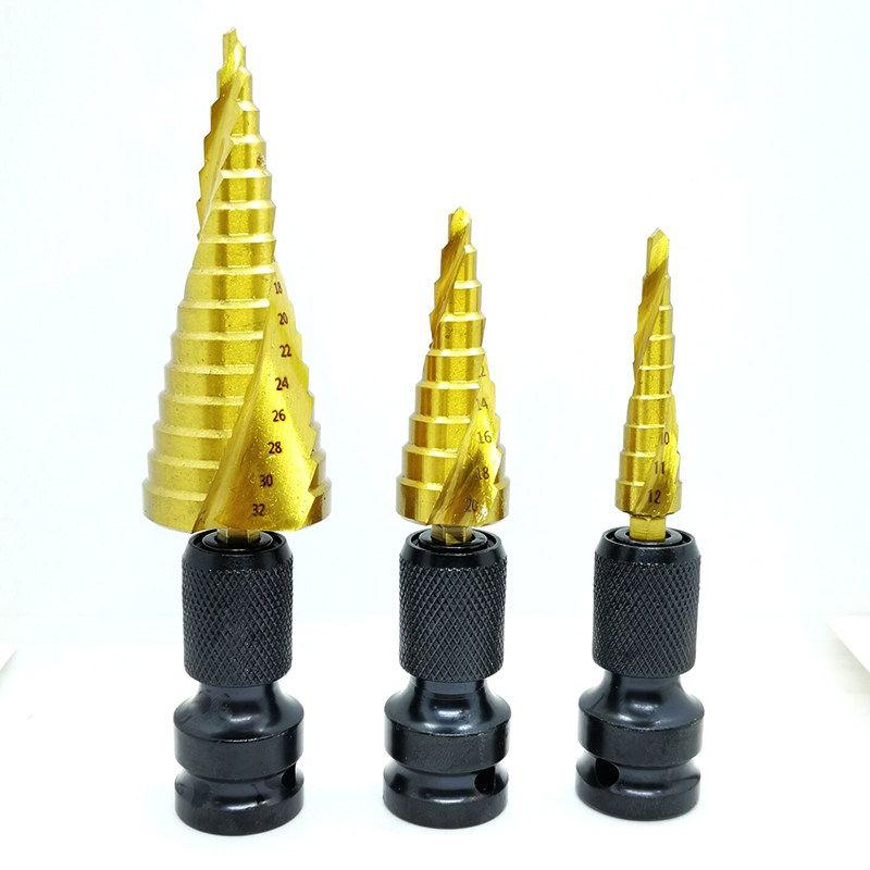 Pagoda drill bit step drill electric wrench conversion head multifunctional punch formworking tower type woodworking hole opener